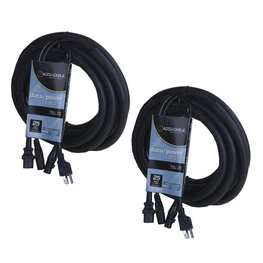 (2) American Audio SKAC25 25FT XLR/IEC Combo Cables